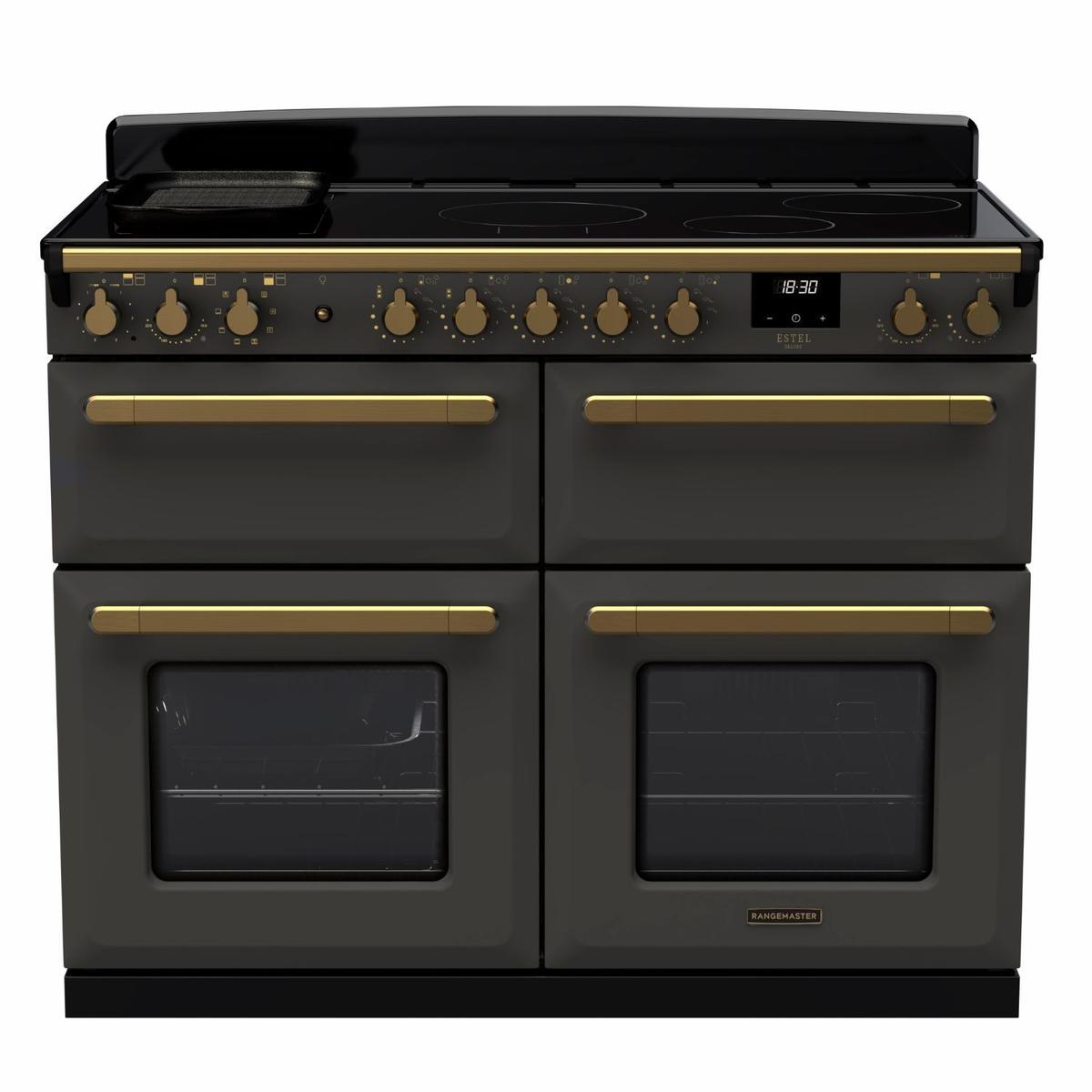 Rangemaster Estel Deluxe 110cm Induction Range Cooker - Slate + Brass