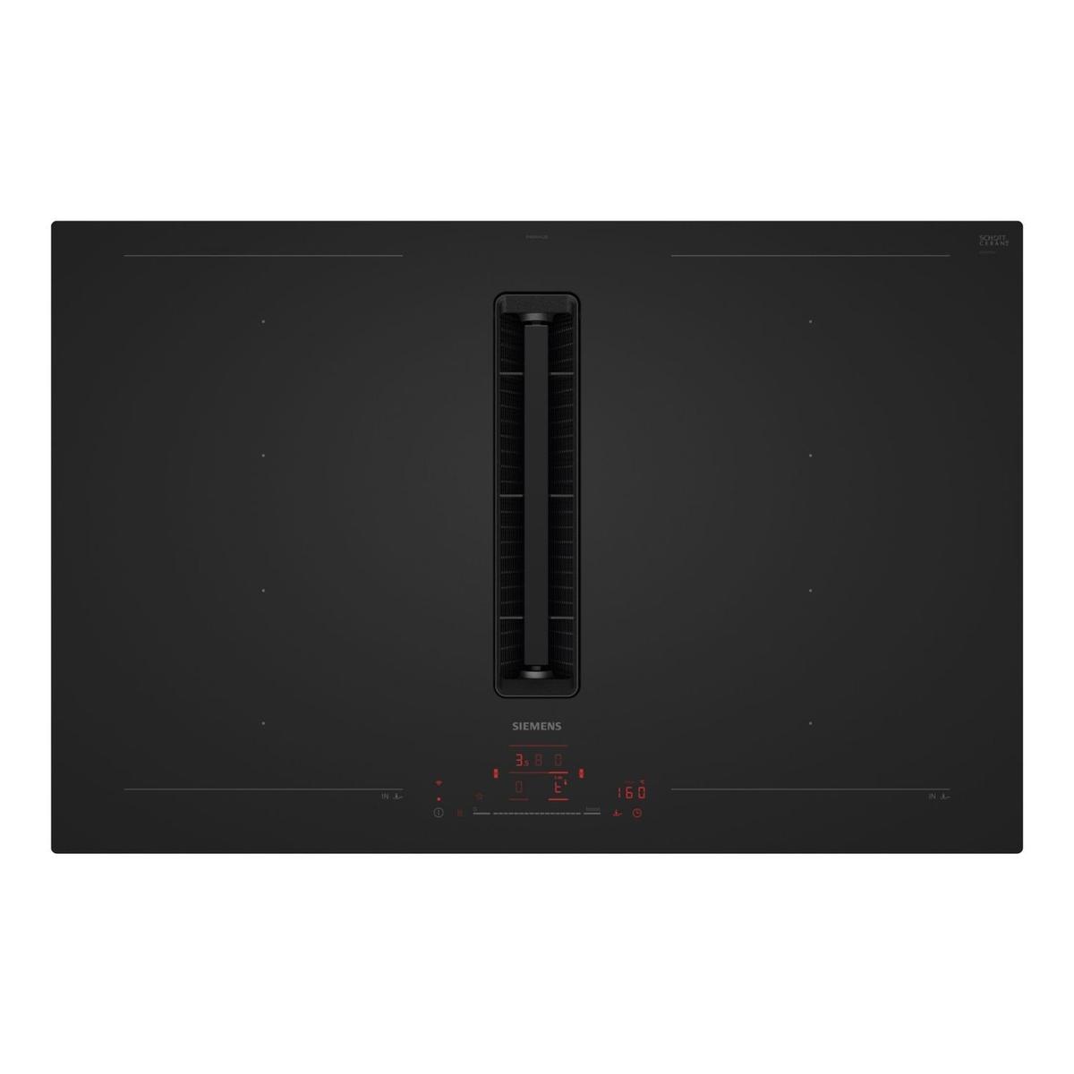Siemens iQ700 80cm 4 Zone Induction Hob with Integrated Ventilation System - Matt Black