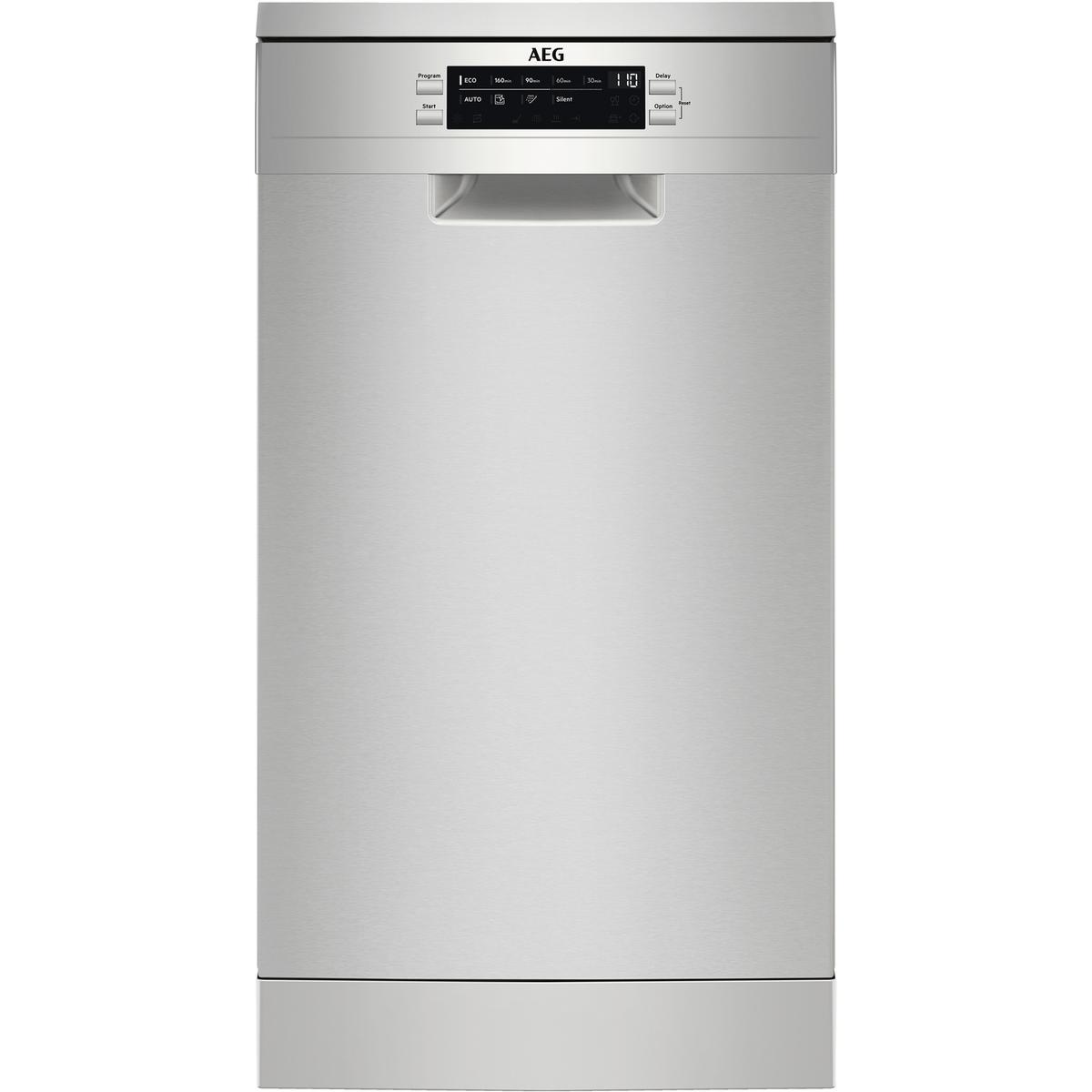 AEG 7000 GlassCare Freestanding Slimline Dishwasher - D-Rated, Stainless Steel