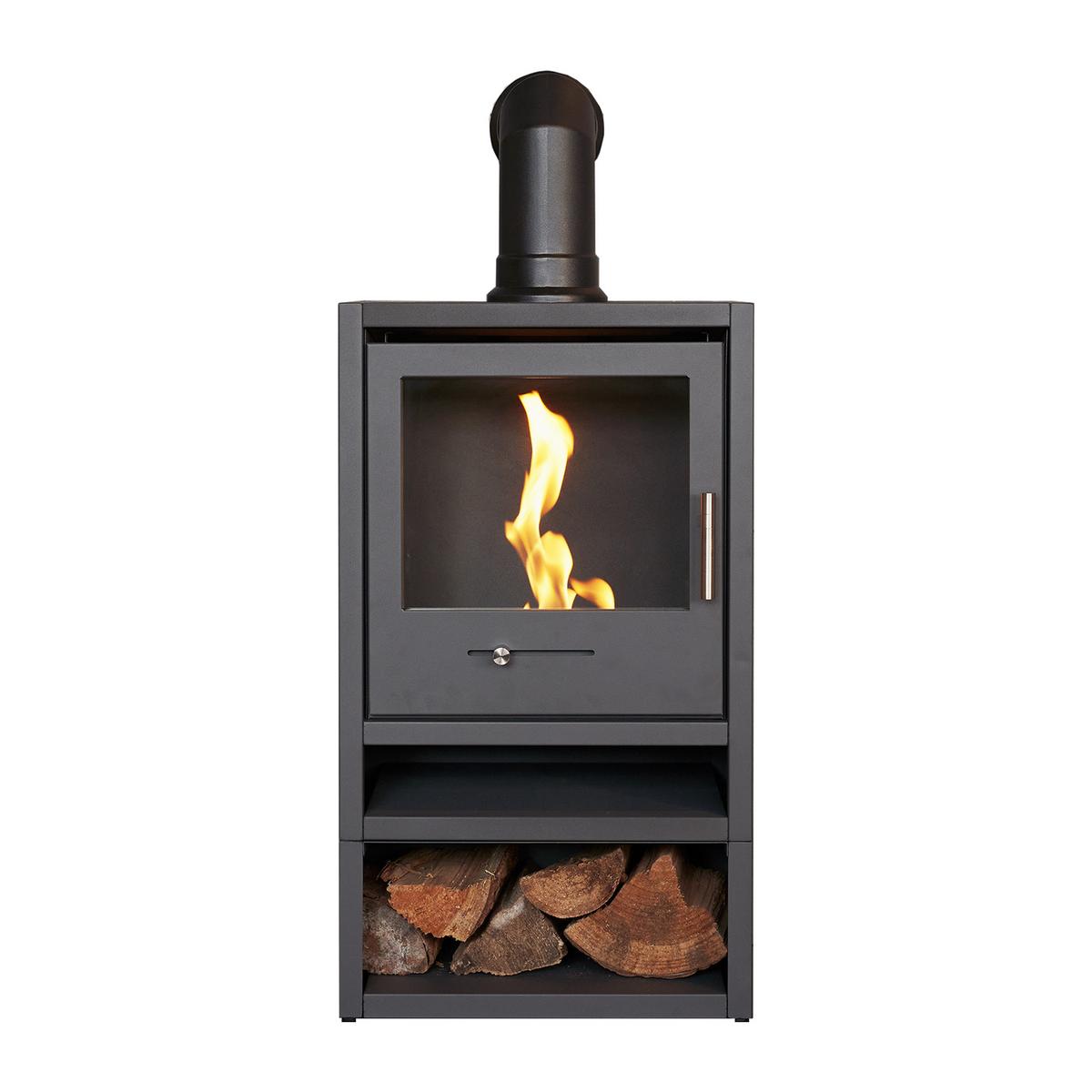 Bioethanol Wood Burning-Style Flueless Stove with Log Store - OKO S1