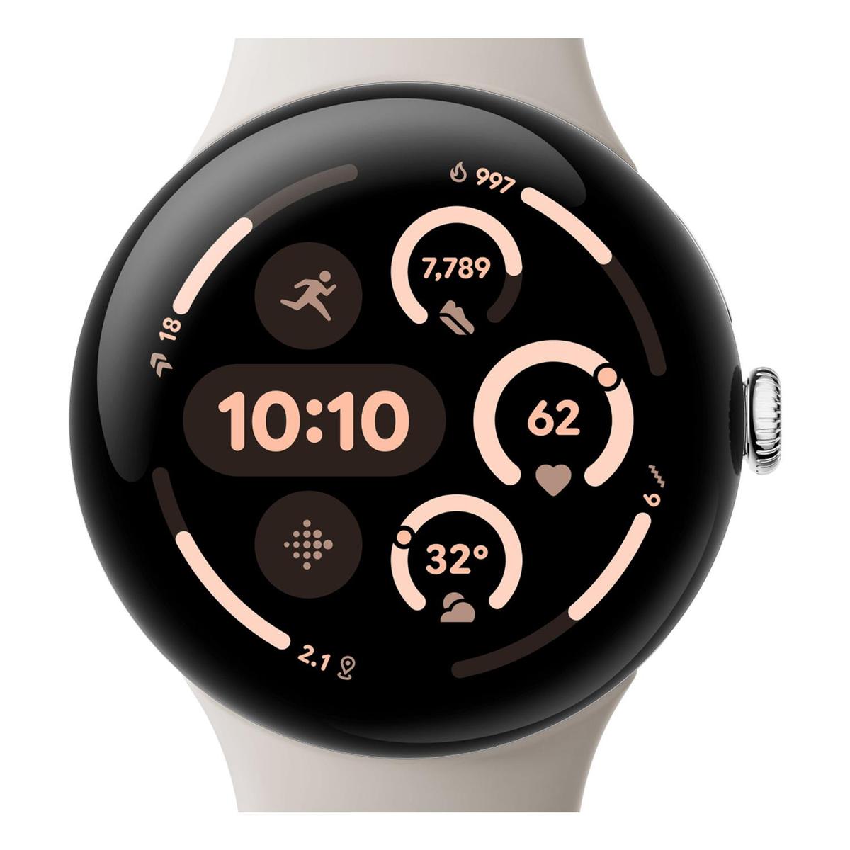 Google Pixel Watch 3 45mm Polished Silver Auminium Case with Porcelain Active Band Wi-FI Smartwatch