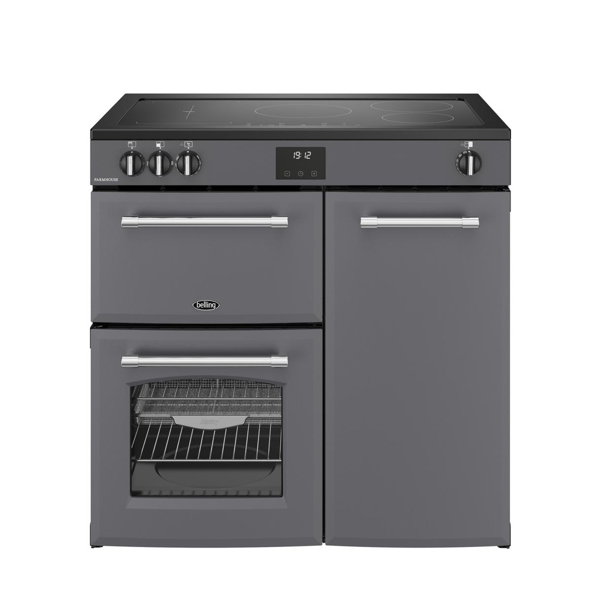 Belling Farmhouse 90cm Electric Induction Range Cooker - Grey