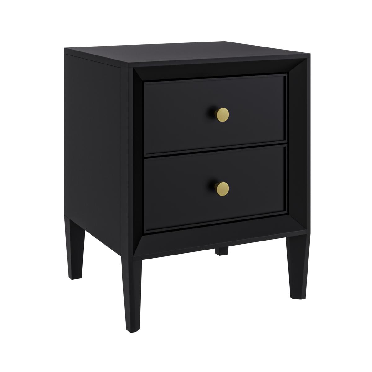 Black Wood 2-Drawer Bedside Table - Georgie