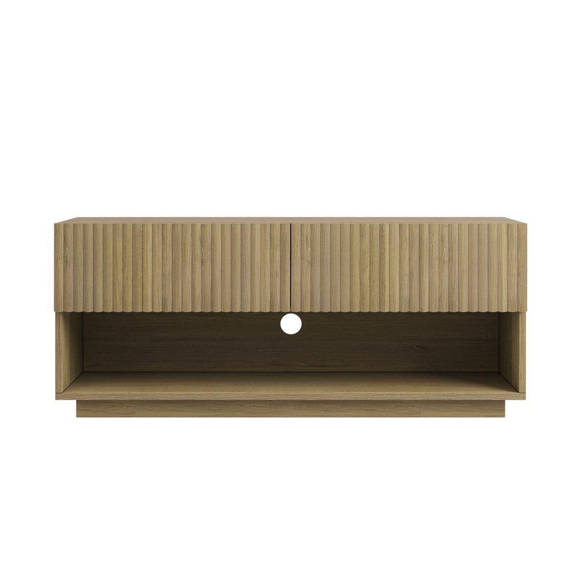 Small Oak Ribbed TV Stand with Storage - TV's up to 55" - Hazel
