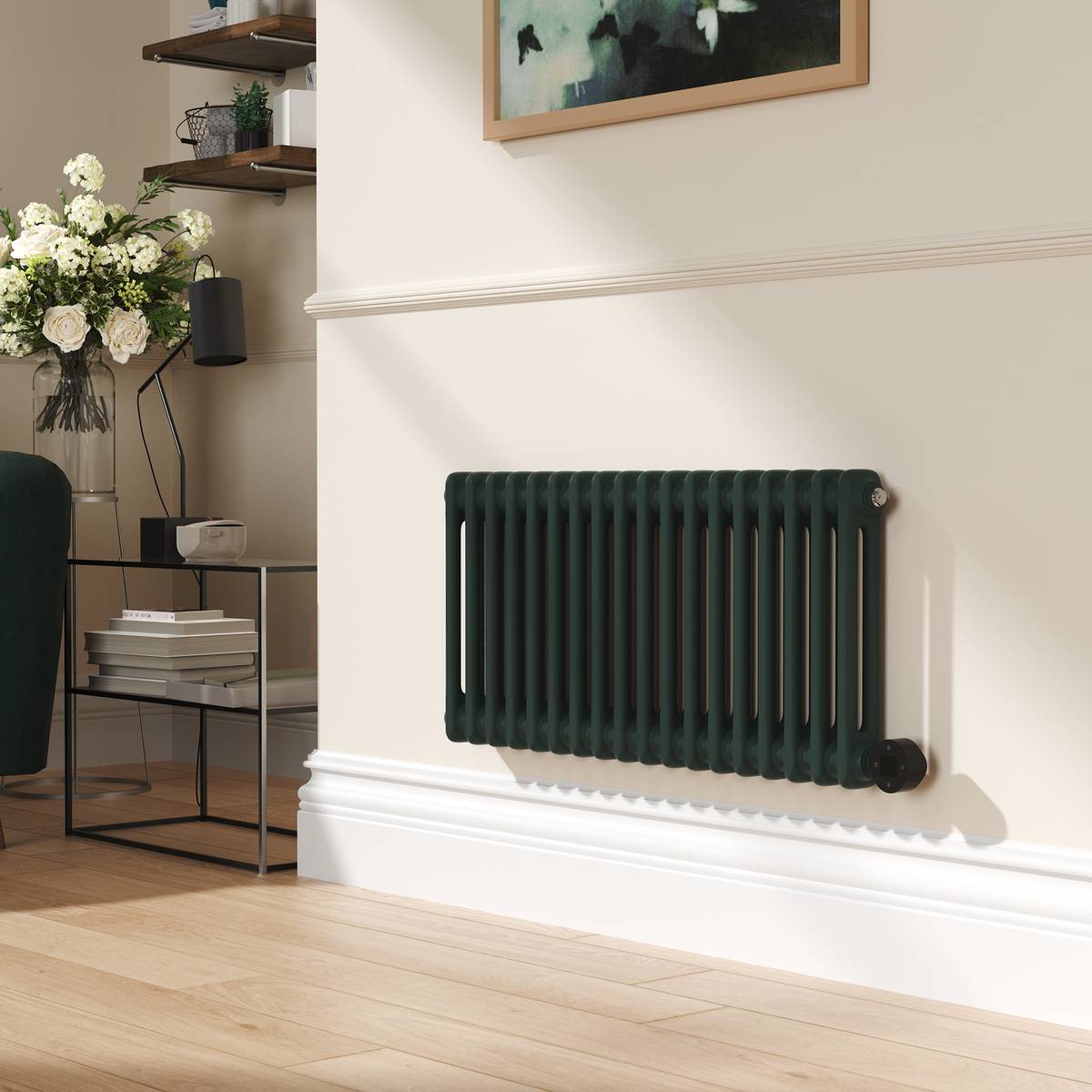 Evergreen Horizontal Smart Electric Radiator with Wi-Fi Thermostat - 1200W - H400xW830mm - Bathroom Safe