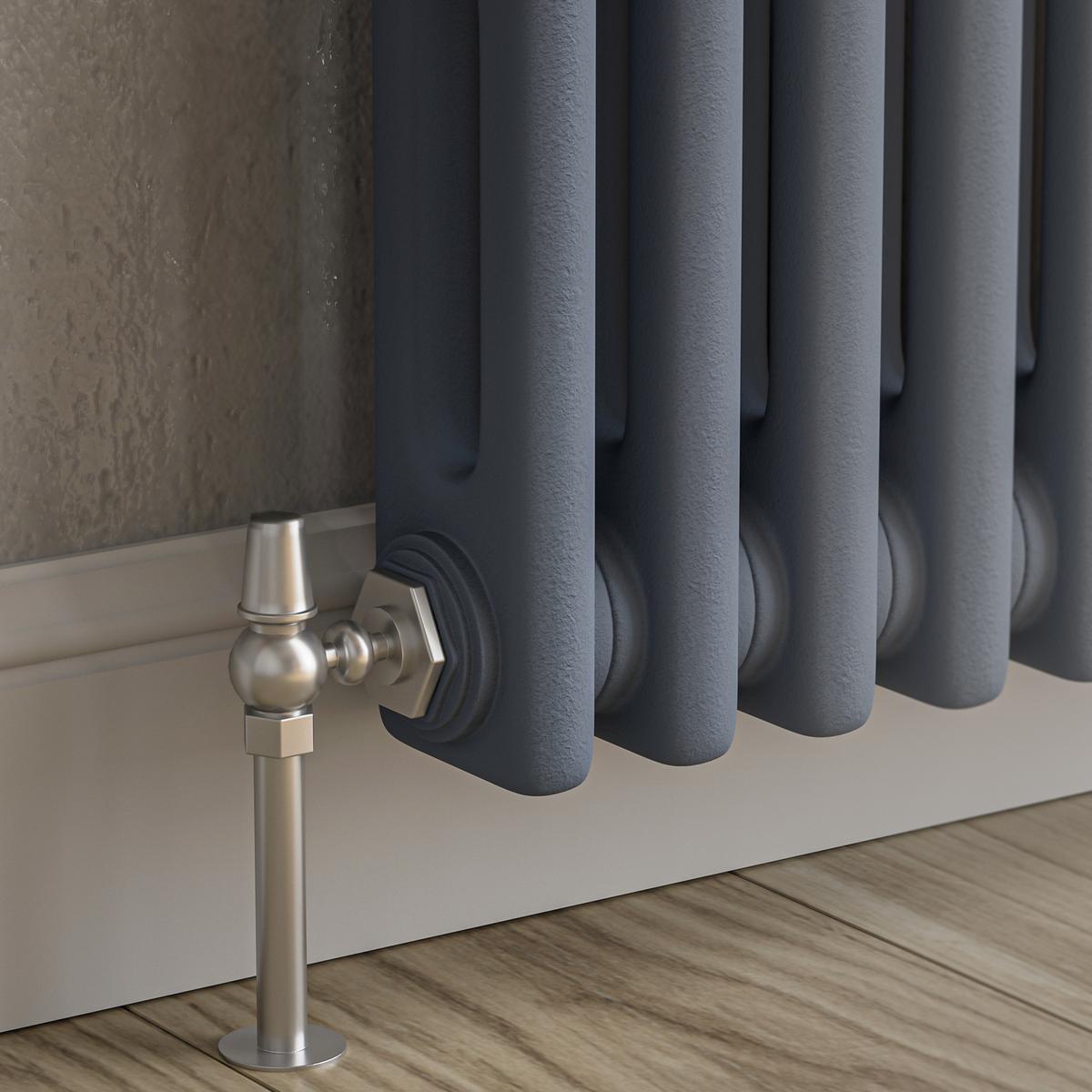 GRADE A1 - Reggio Anthracite Horizontal Double Column Traditional Radiator 600x830mm 2832 BTU - Cast Iron Style