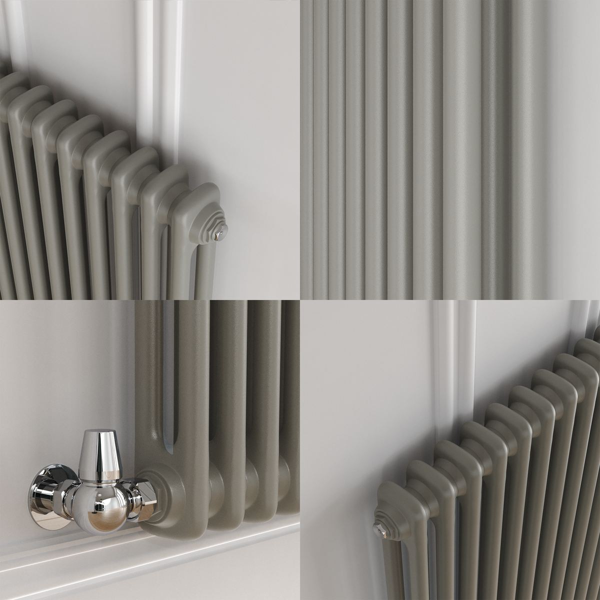 GRADE A2 - Reggio Smoked Stone Horizontal Double Column Traditional Radiator 600x425mm 1416 BTU - Cast Iron Style