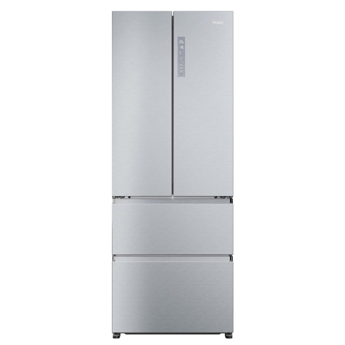 Haier FD 70 Series 5 446 Litre French Style American Fridge Freezer - Platinum Inox