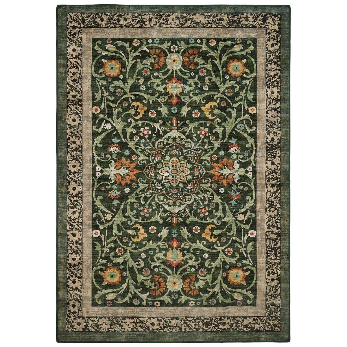 Washable Green Vintage Floral Rug - 275 x 185 cm - Country Paisley - Origins