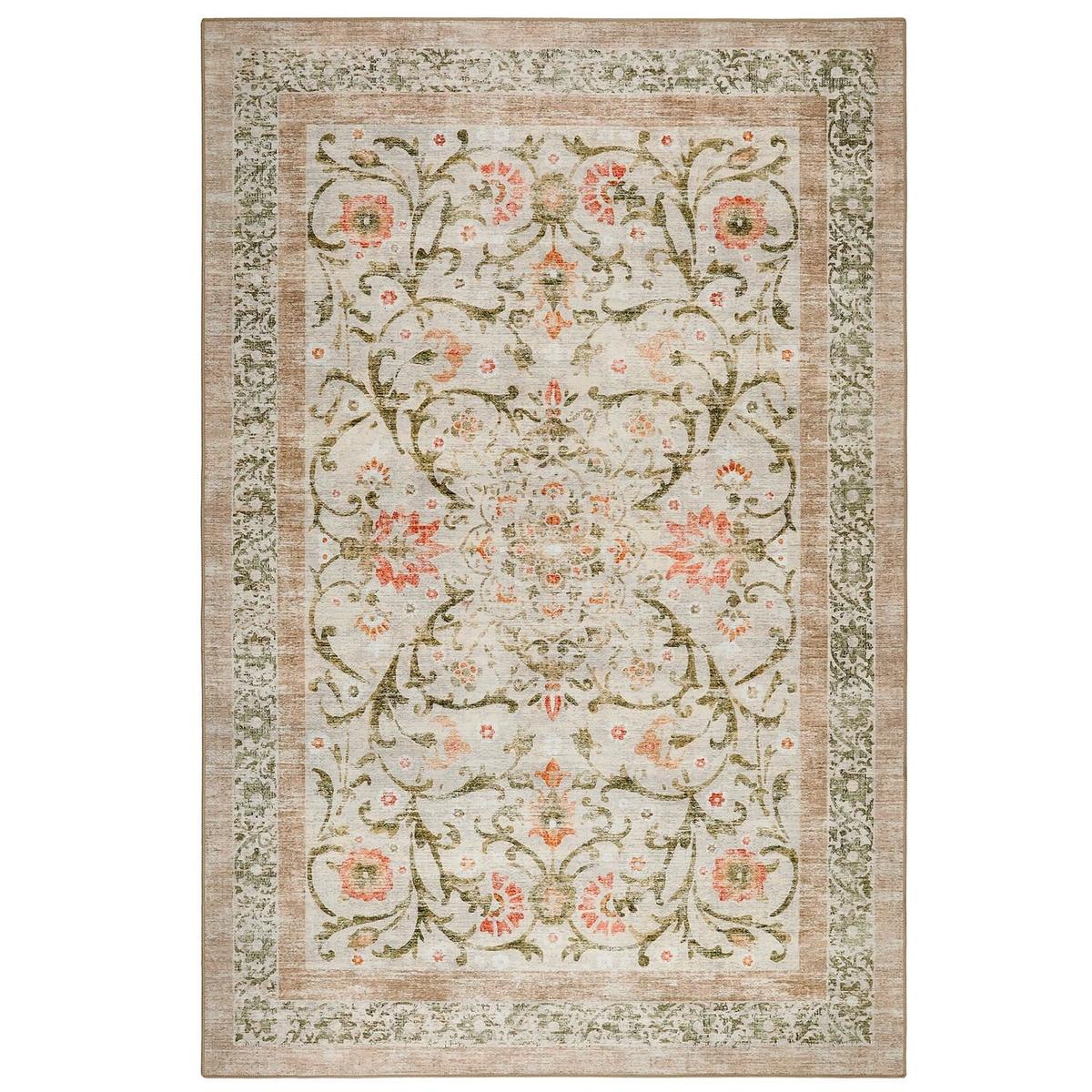 Washable Green and Orange Vintage Floral Rug - 275 x 185 cm - Country Paisley - Origins