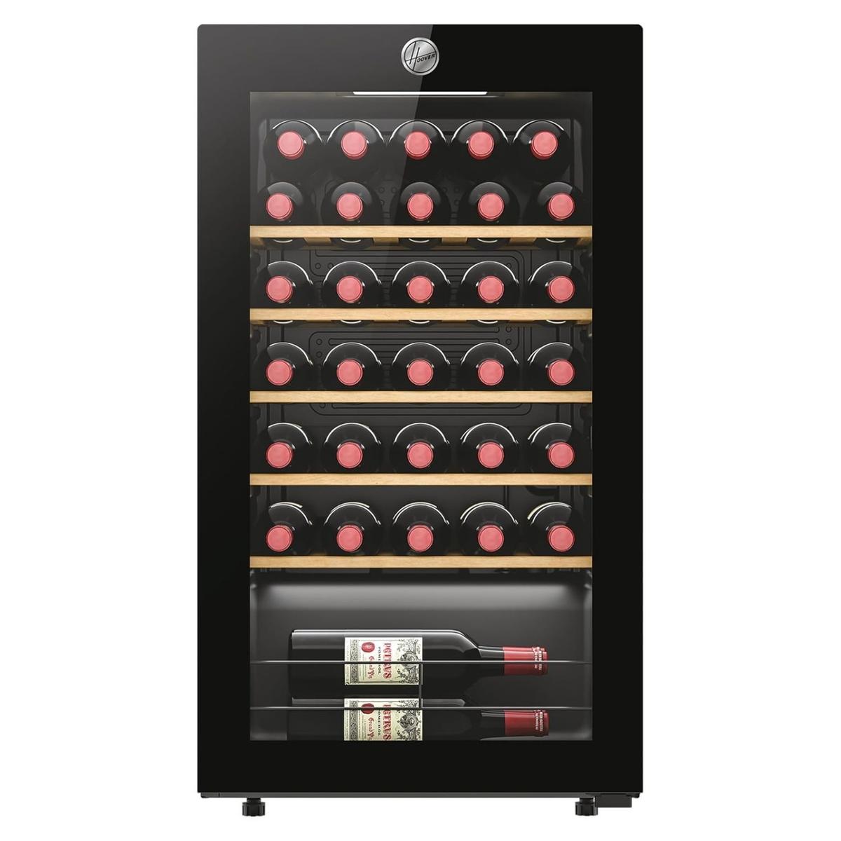 Hoover 34 Bottle Capacity Single Zone Freestanding Wine Cooler - Black