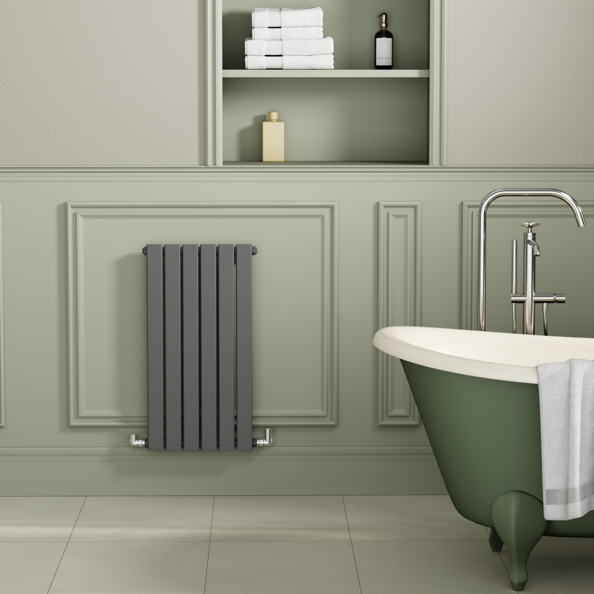 Riace Anthracite Horizontal Flat Designer Radiator 800x408mm Single Panel 1299 BTU