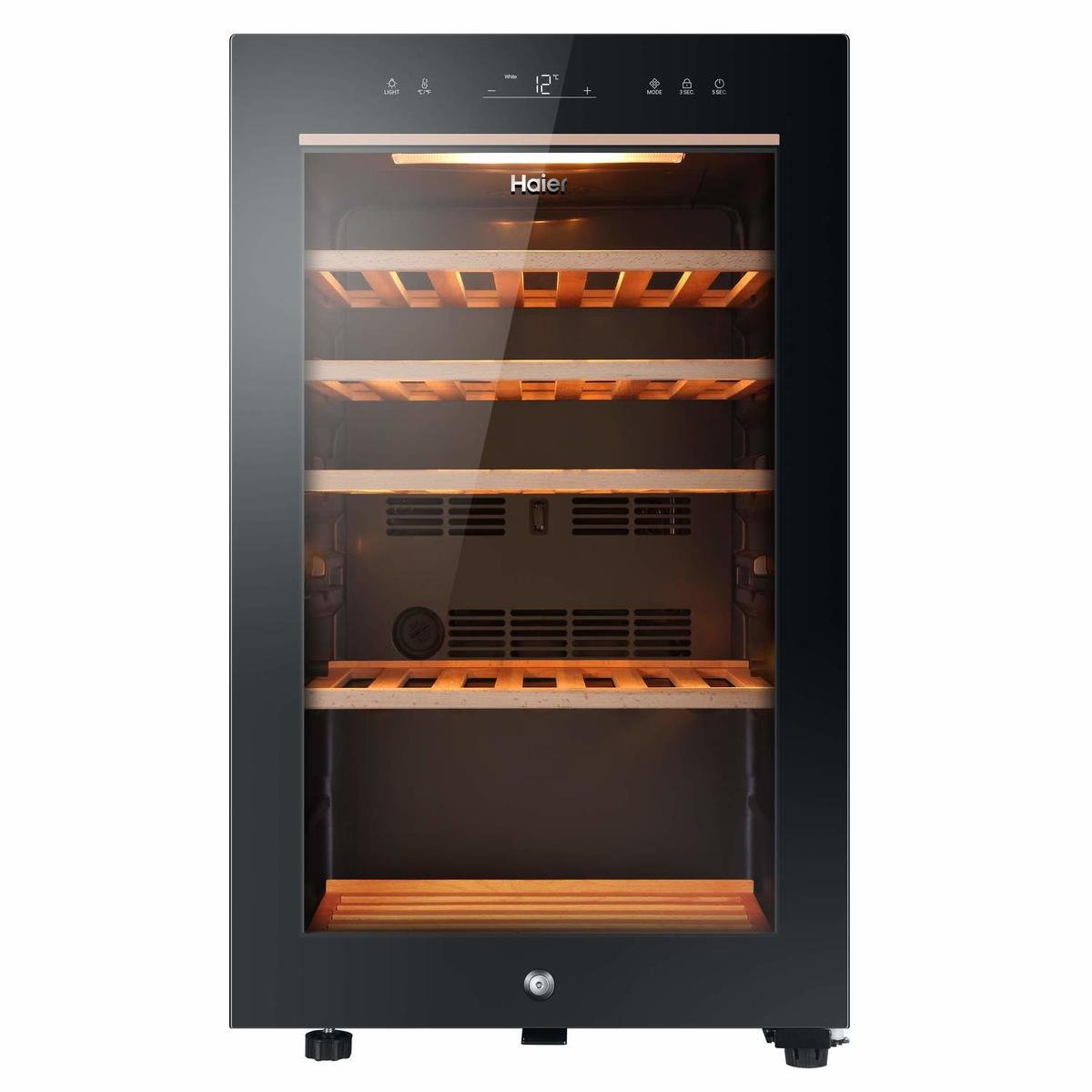 Haier 49 Bottle Capacity Single Zone Feestanding Wine Cooler - Black