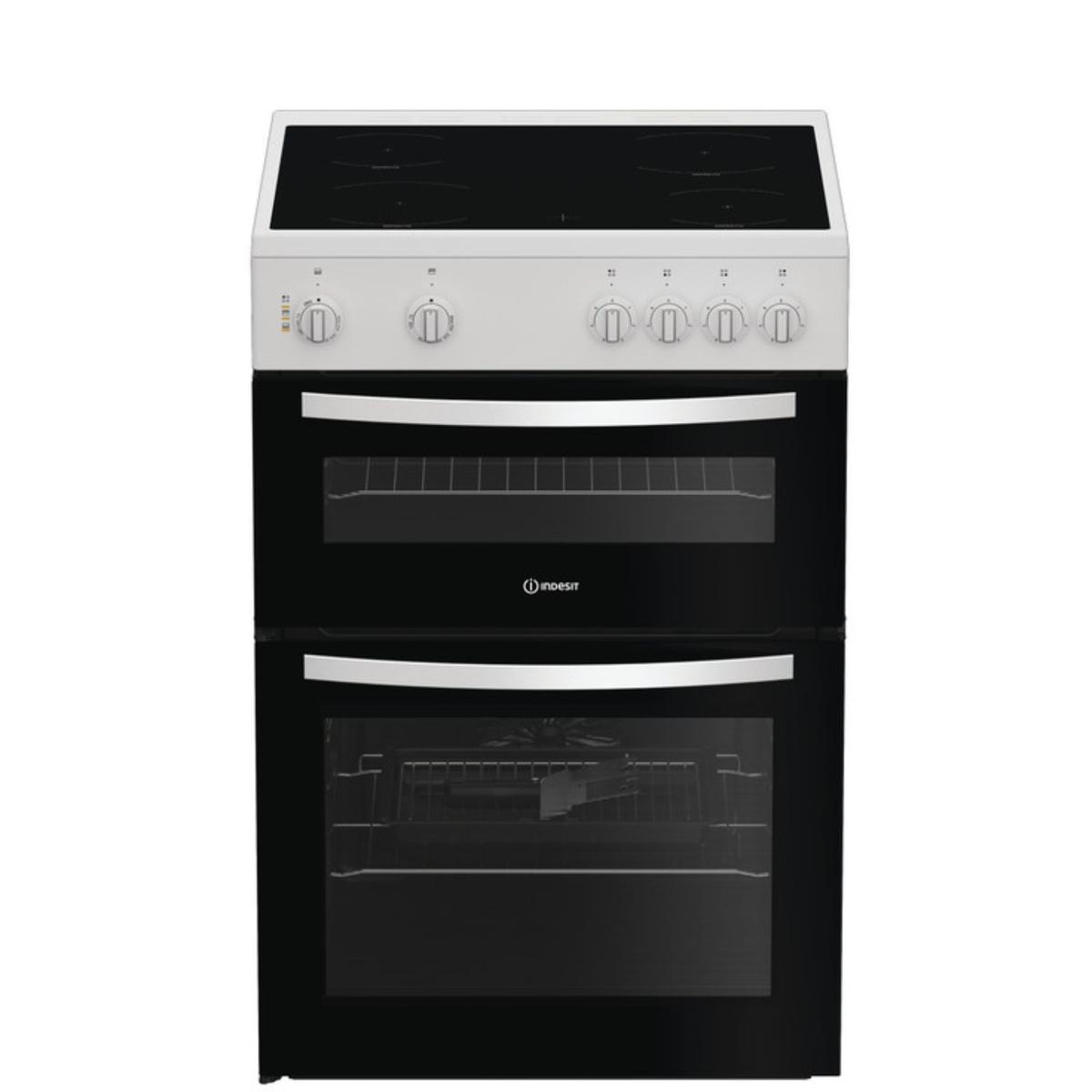 Indesit 60cm Double Oven Electric Cooker - White