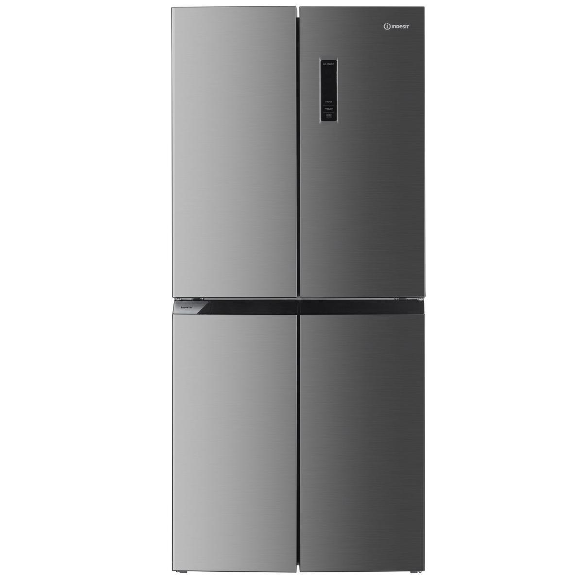 Indesit Push&Go 421 Litre Four Door American Fridge Freezer - Grey