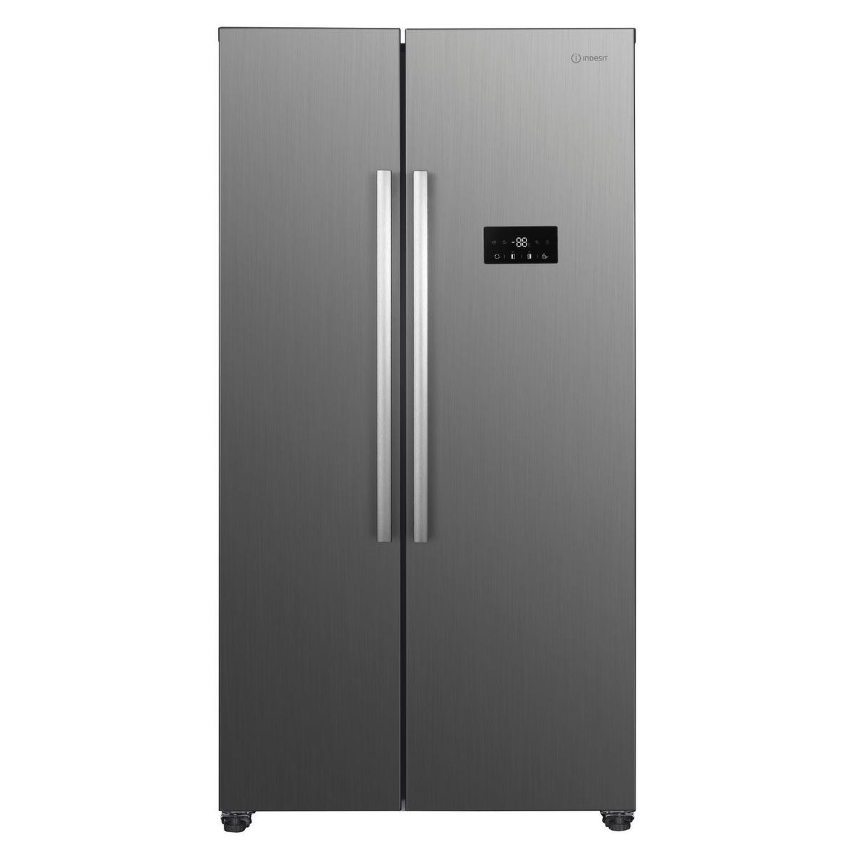Indesit 442 Litre Side-By-Side American Fridge Freezer - Stainless Steel