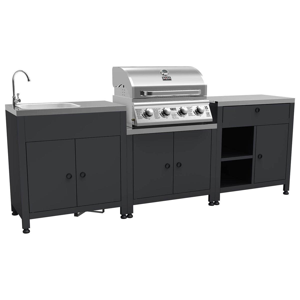 Refurbished Boss Grill Texas All Star Outdoor Kitchen Modular - 4 Burner Gas BBQ Grill