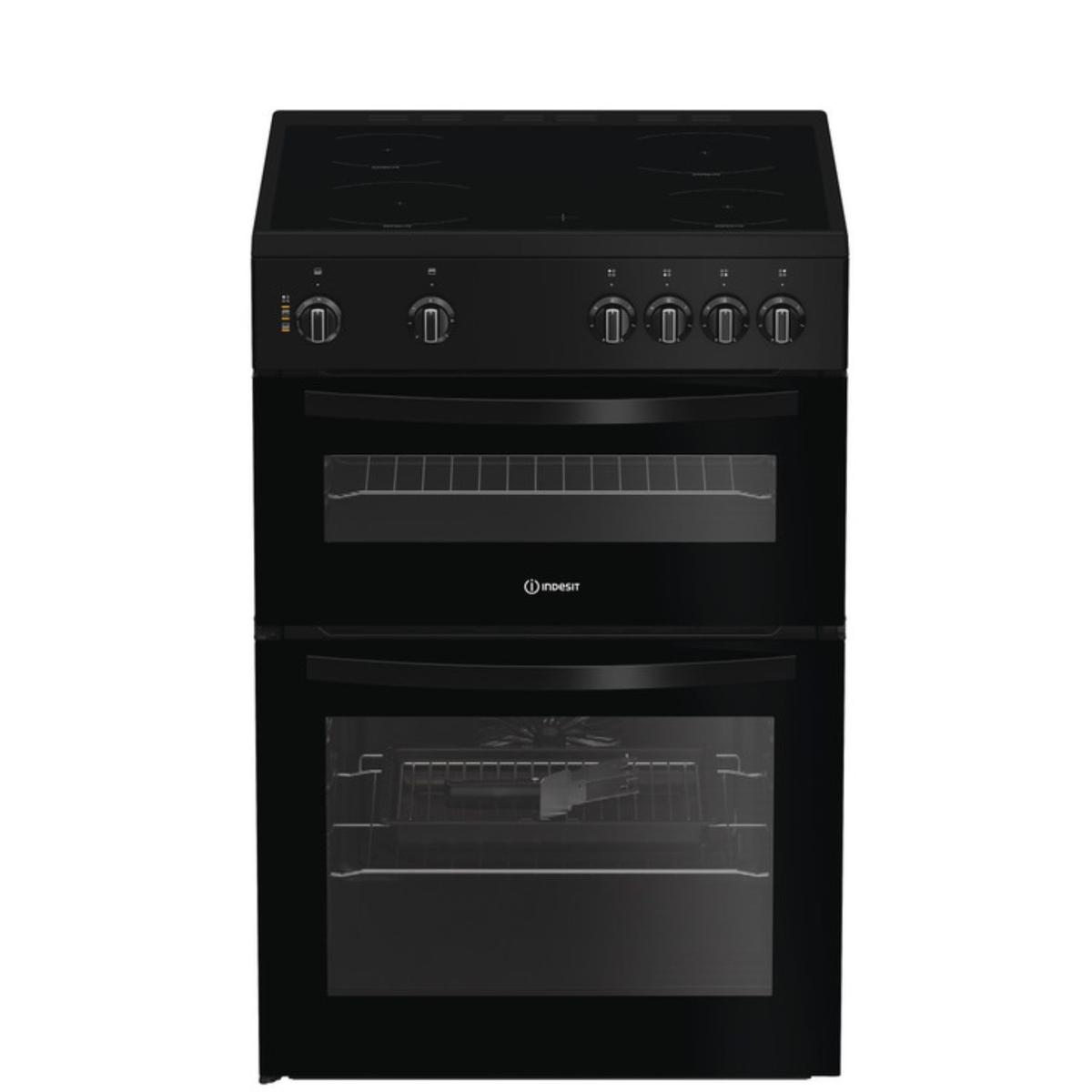Indesit 60cm Twin Cavity Electric Cooker - Black