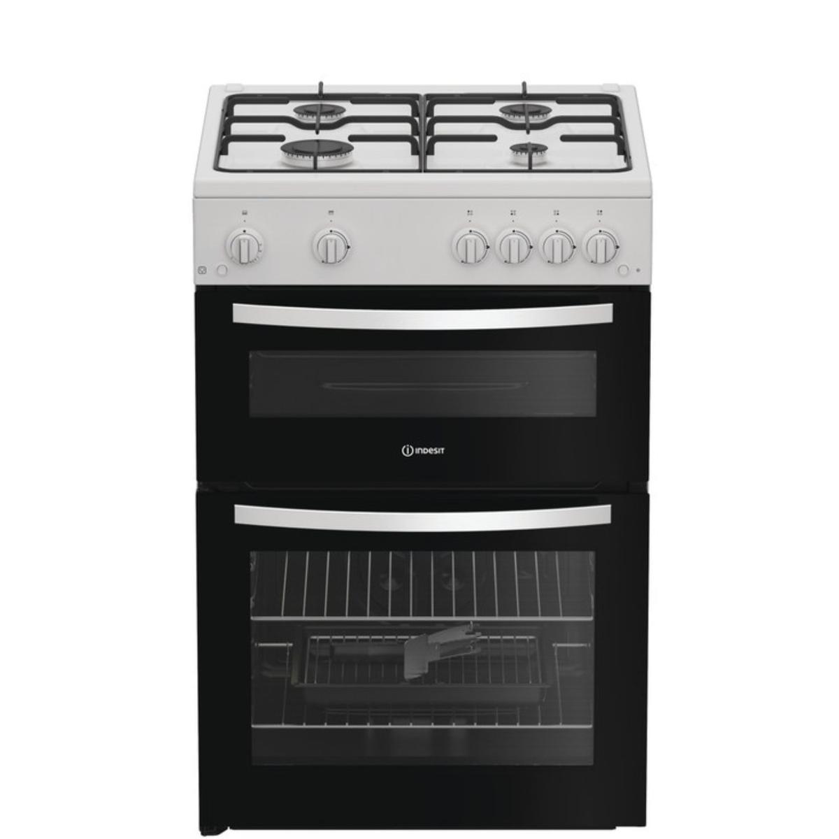 Indesit 60cm Twin Cavity Gas Cooker - White