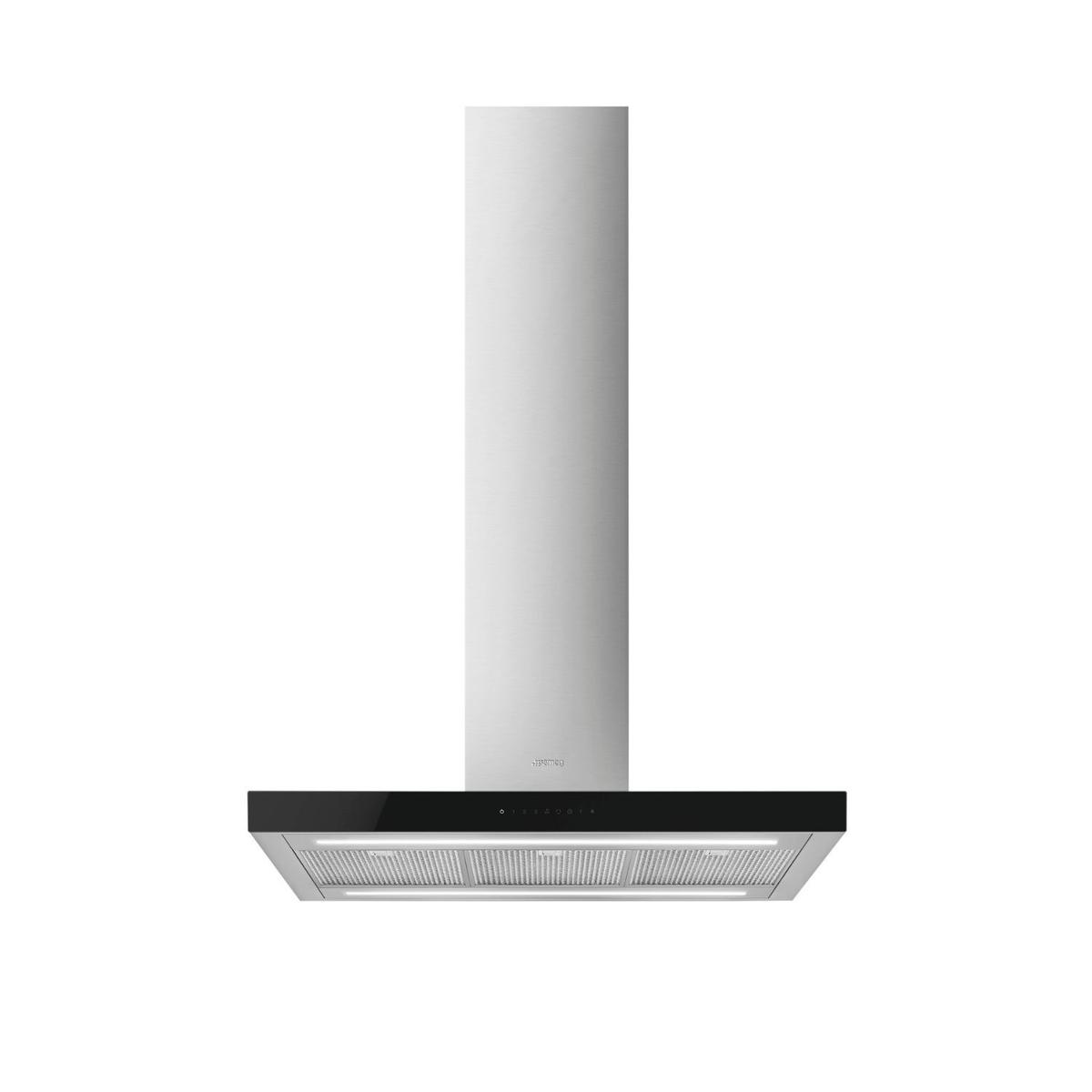 Smeg 90cm Island Cooker Hood - Stainless Steel with Black Glass