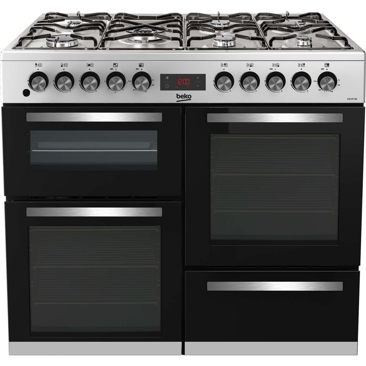 Beko 100cm Dual Fuel Range Cooker - Stainless Steel