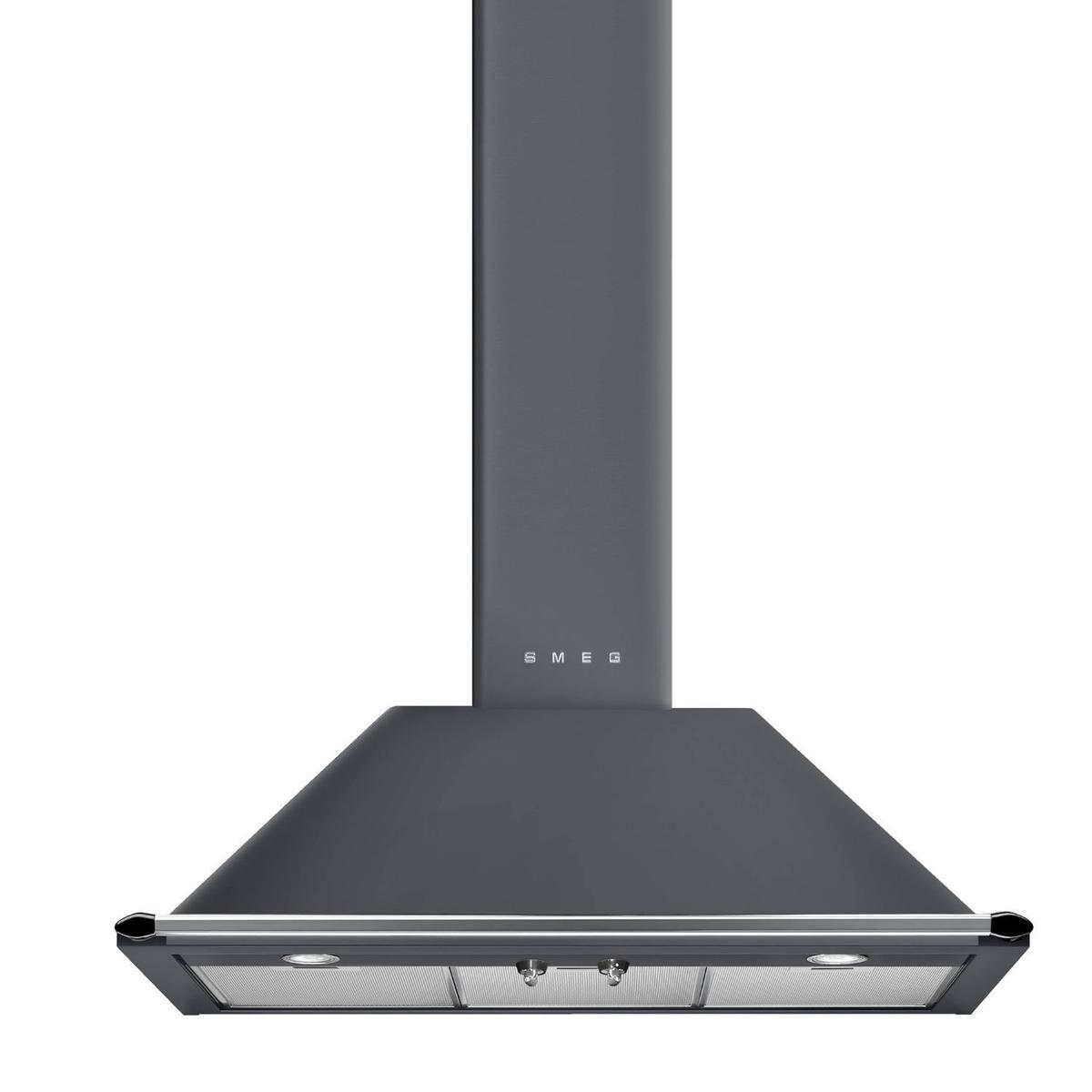 Smeg Victoria 90cm Chimney Cooker Hood - Slate Grey