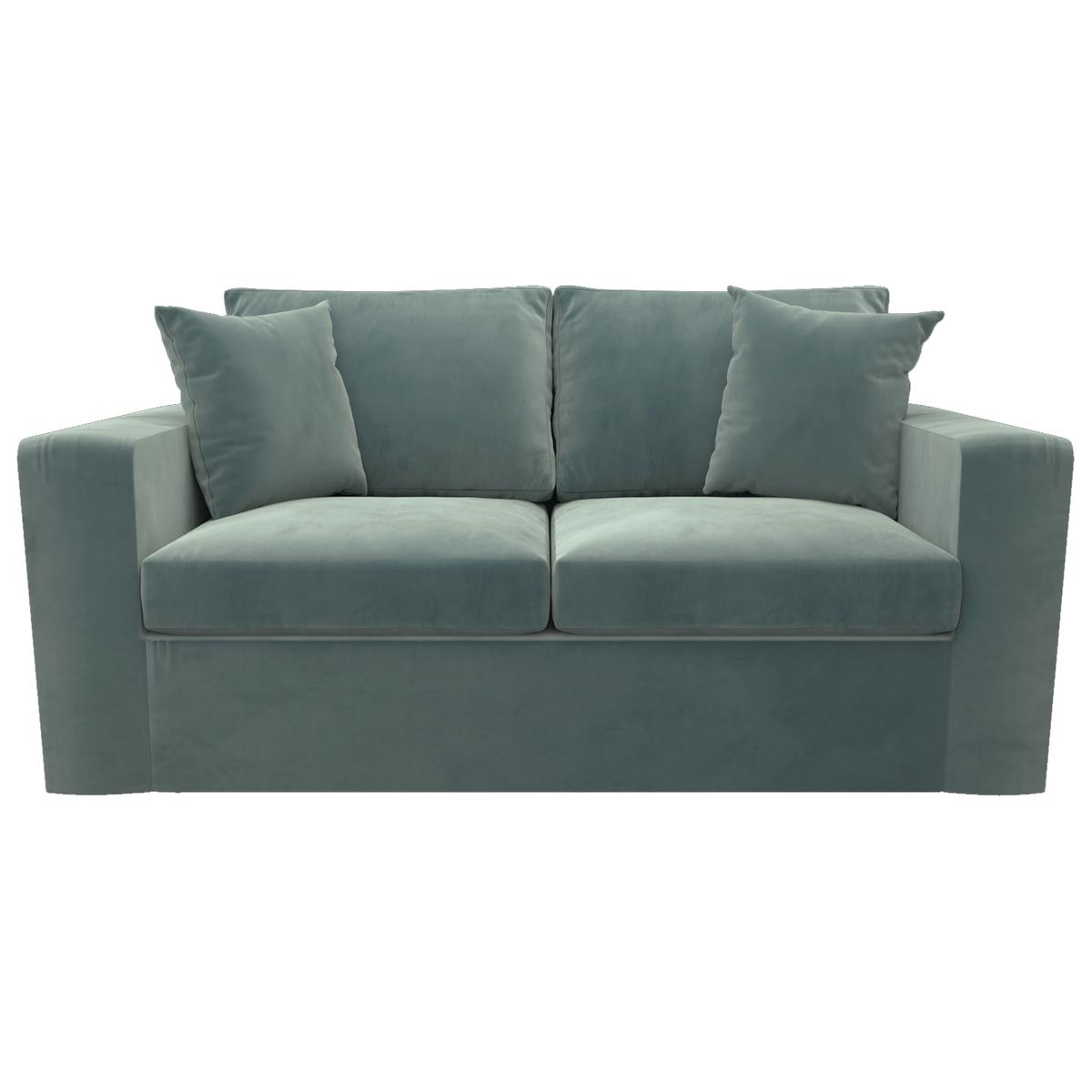 2 Seater Pull-Out Sofa Bed in Teal Green Velvet - Layton
