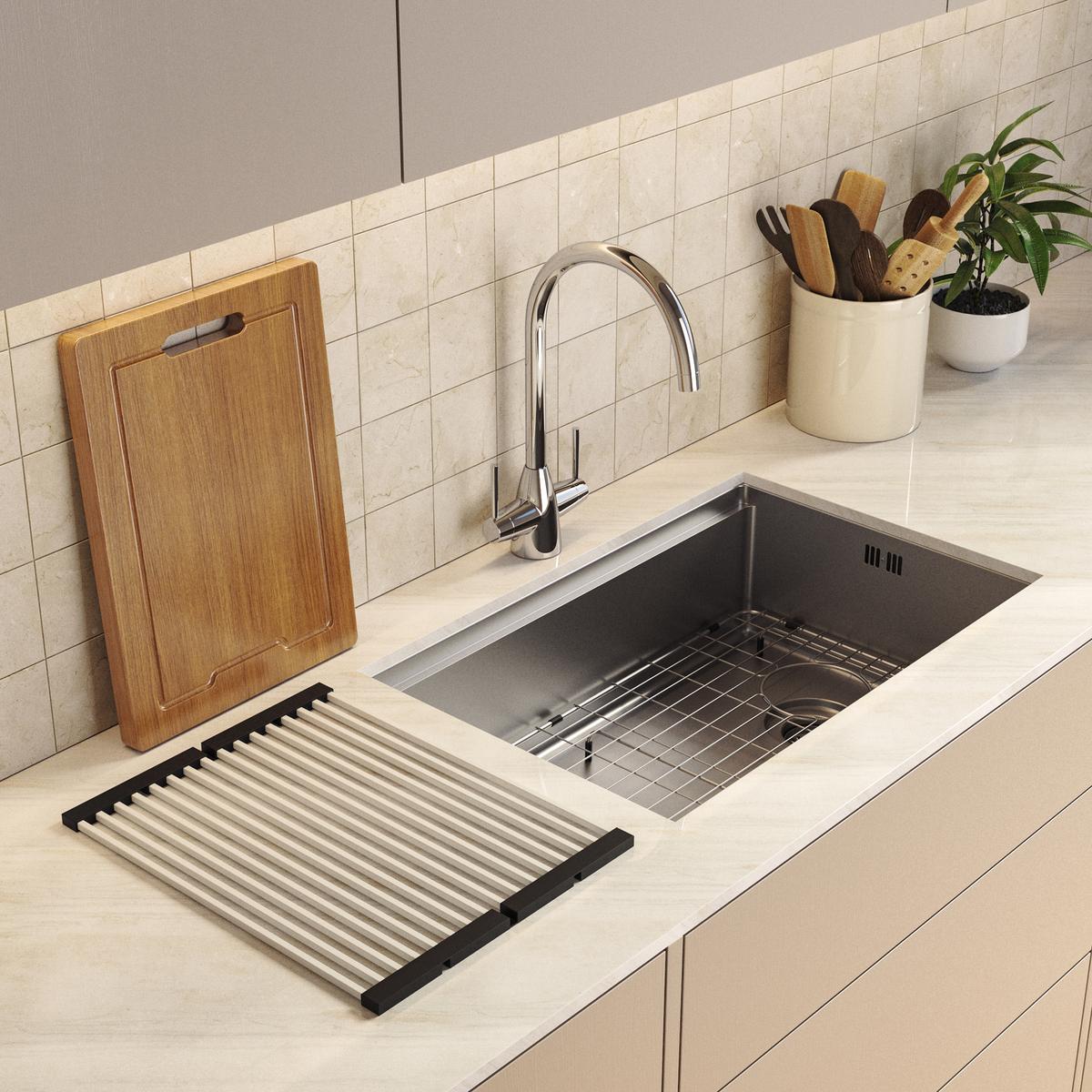 Chrome Undermount Kitchen Workstation Sink Unit & Accessories - Mae