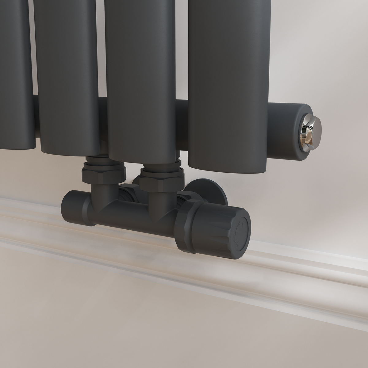 Elego Anthracite Gray Modern Manual H Block Angled Radiator Valves (pair)