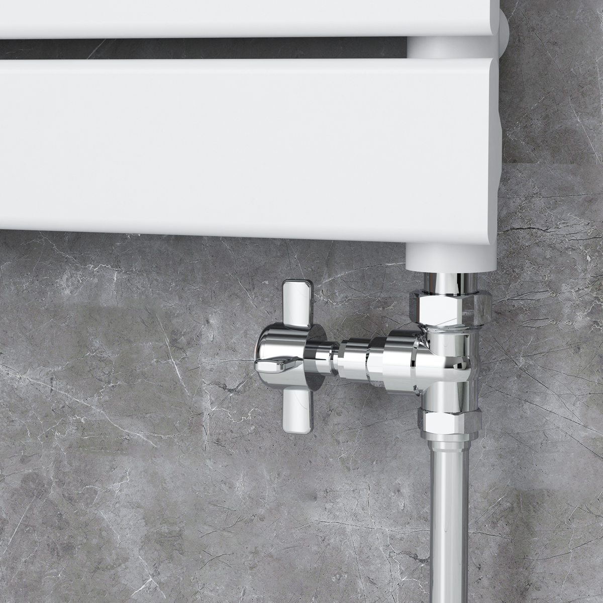 Refurbished - Maesta Chrome Traditional Manual Straight Radiator Valves (pair)
