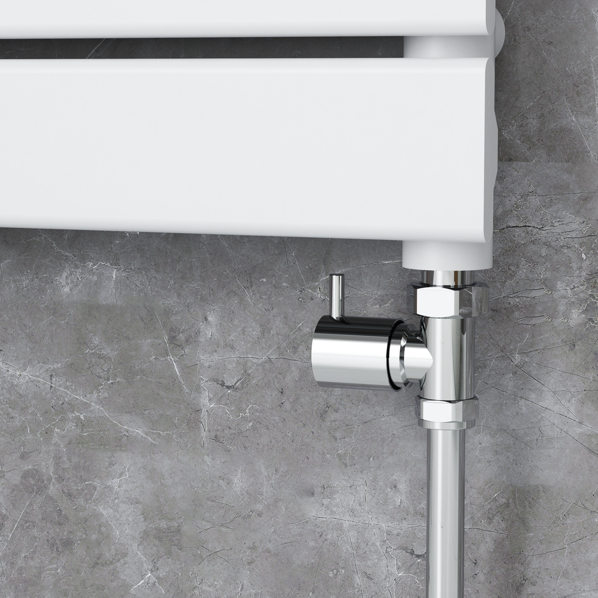 Elego Chrome Modern Manual Straight Radiator Valves (pair)