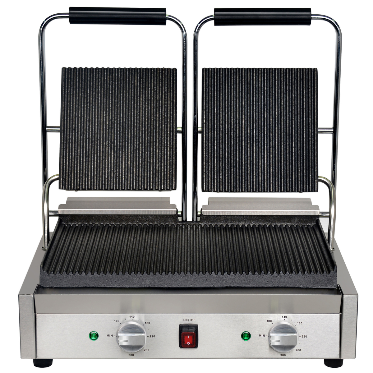 Mercury Double Countertop Ribbed Contact Grill