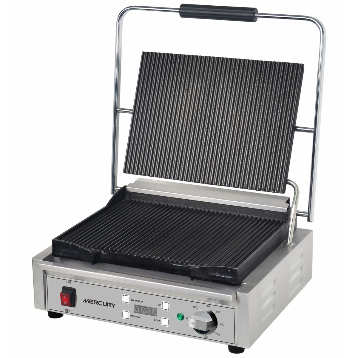Mercury Extra Large Single Contact Grill - Ribbed Plates