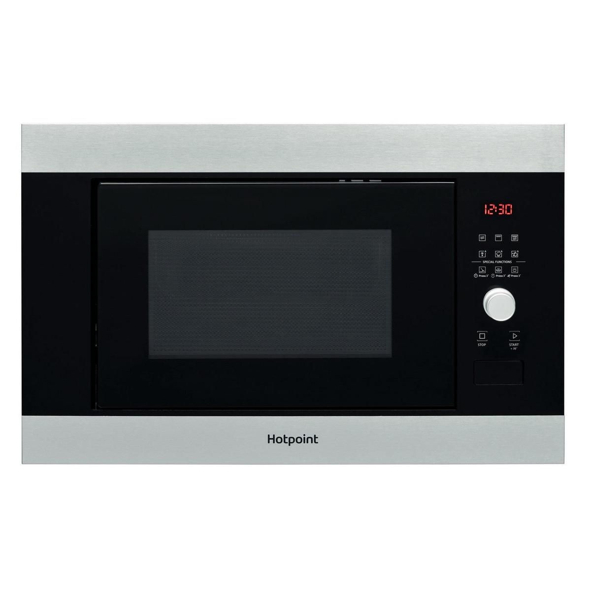 Refurbished Hotpoint MF25GIXH Built In 25L with Grill 900W Microwave Stainless Steel