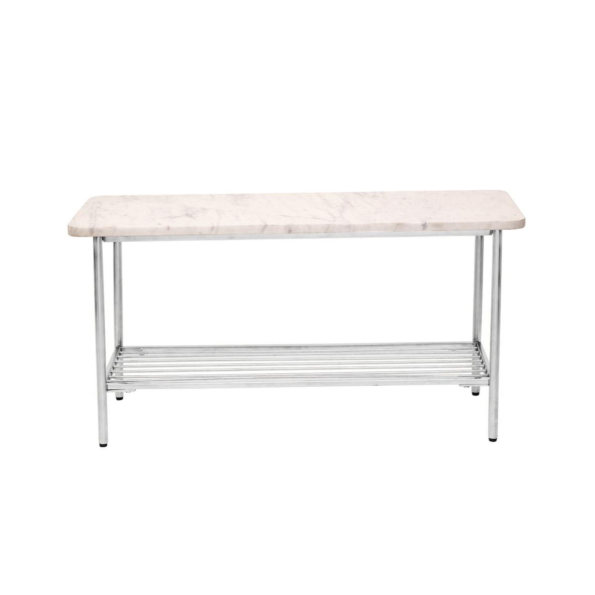 White Marble Hallway Bench with Shoe Rack - Martina