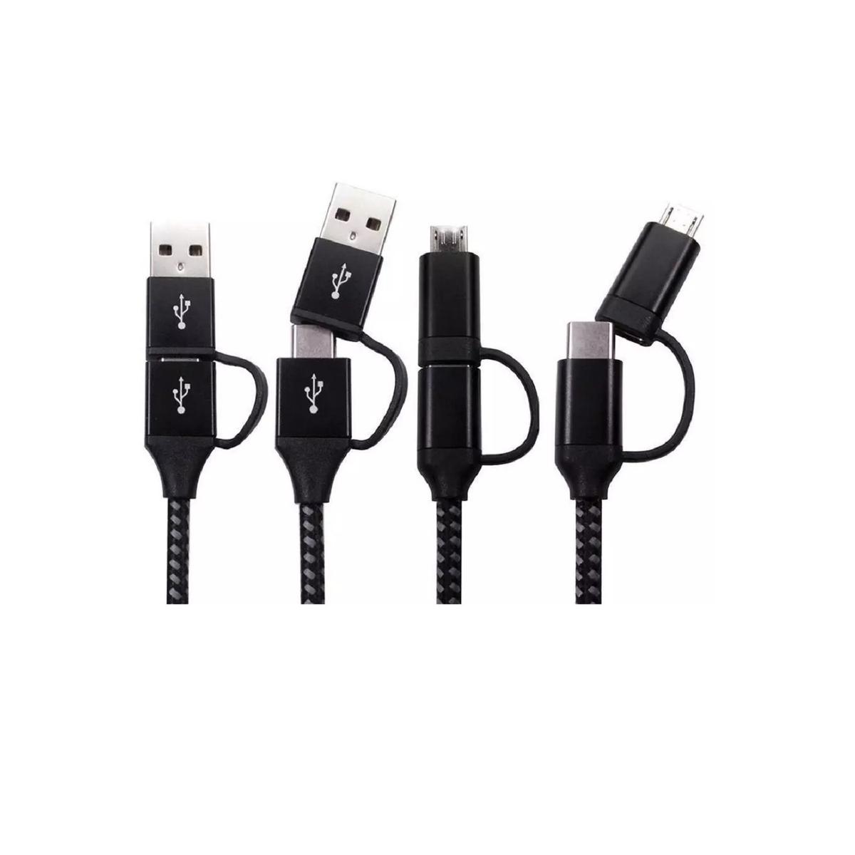 OEM 1.5 Meter Type C to Type C + USB Micro Braided Cable