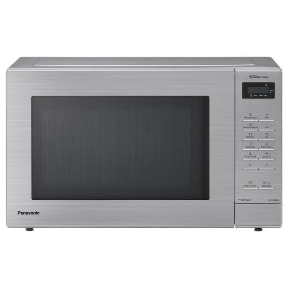 Panasonic NN-ST68QSBPQ 32L Solo Inverter Microwave Oven Silver – 1000W Family-Size Microwave with Inverter Technology Genius Sensor & Turbo Defrost