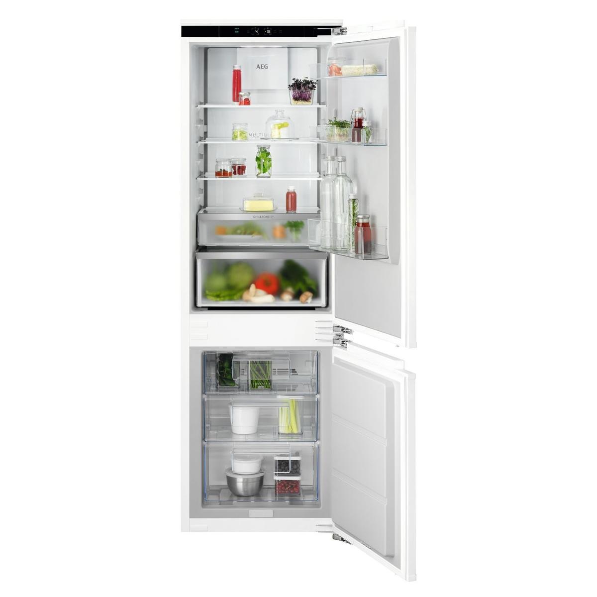 GRADE A2 - AEG Series 7000 244 Litre 177cm 70/30 Integrated Fridge Freezer with Fixed Door Hinge