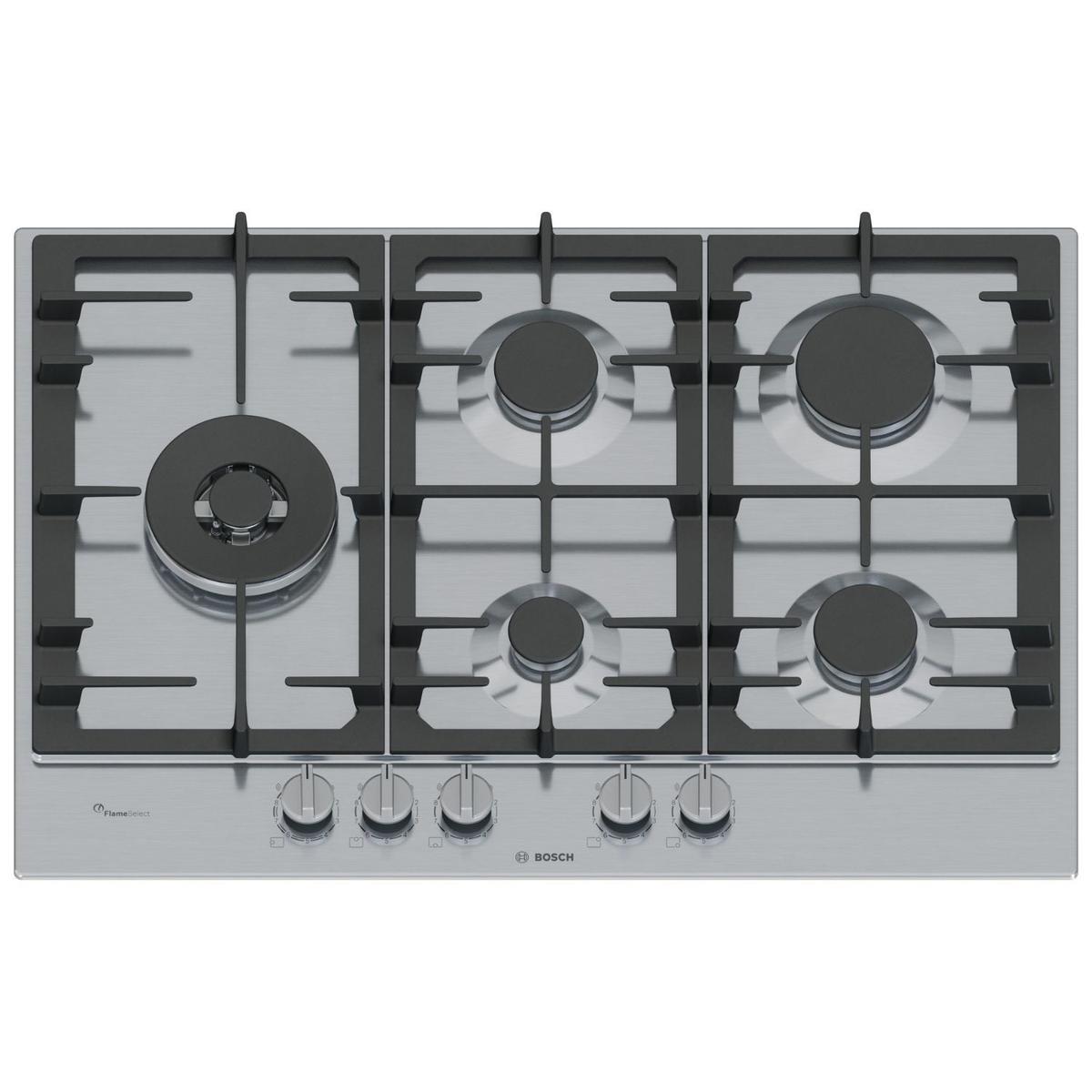 GRADE A1 - Bosch Series 6 75cm 5 Burner Gas Hob - Stainless Steel