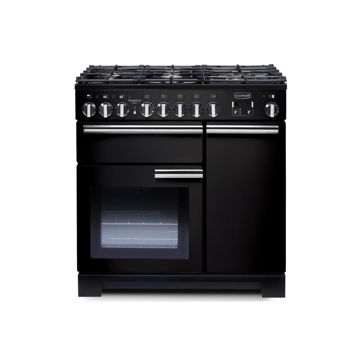 Rangemaster Professional Deluxe 90cm Dual Fuel Range Cooker - Black