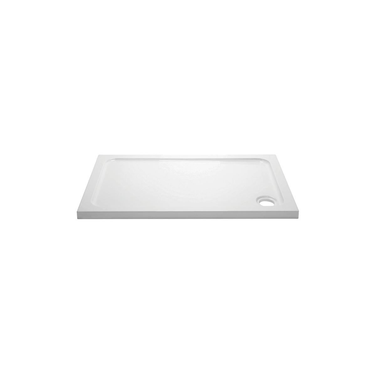 GRADE A1 - 1000x800mm Rectangular Shower Tray 45mm - White Acrylic Stone Resin - Pearl