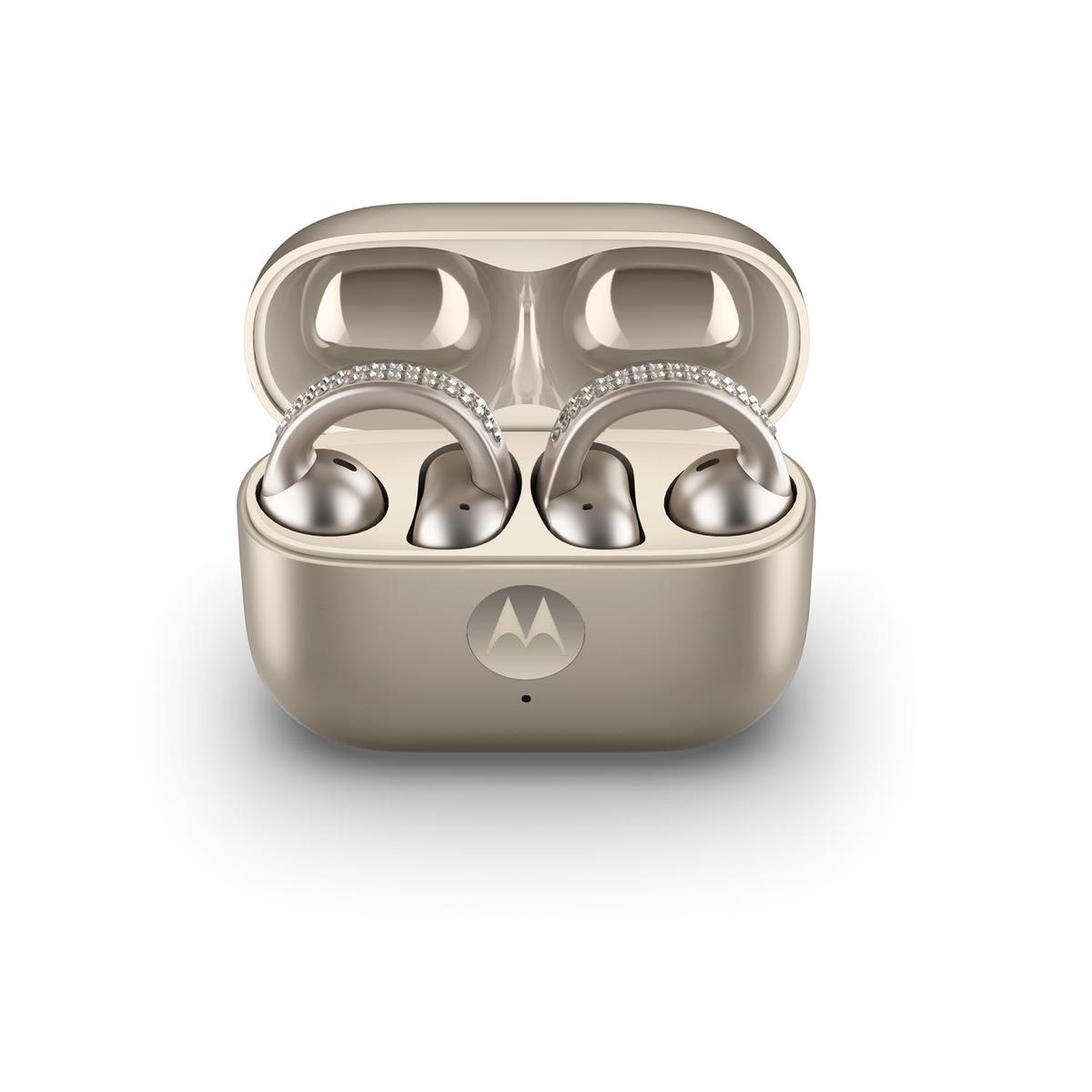 Motorola Moto Buds Loop Bluetooth Earphones - French Oak w/ crystals by Swarovski