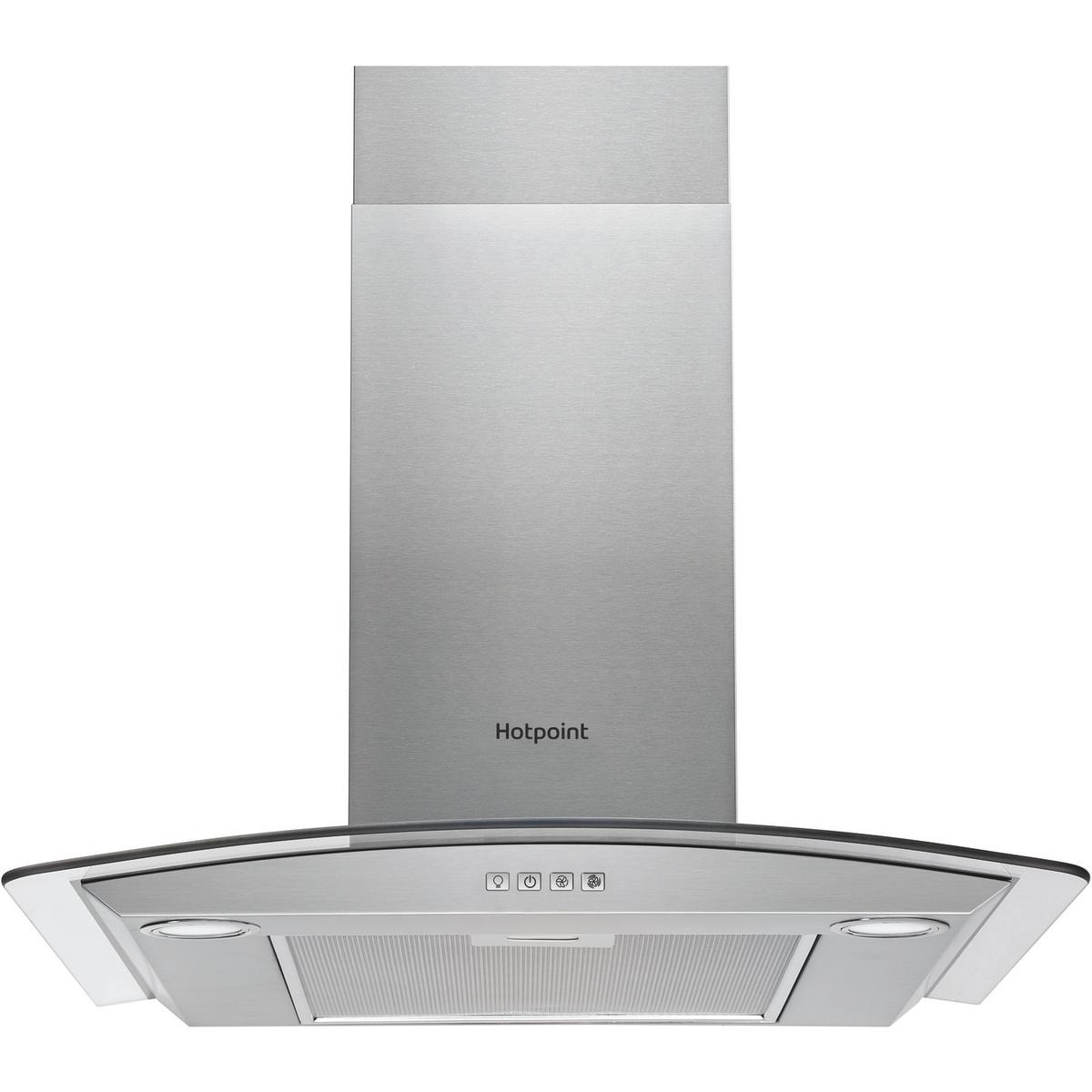 Hotpoint 70cm Curved Glass Cooker Hood - Stainless Steel