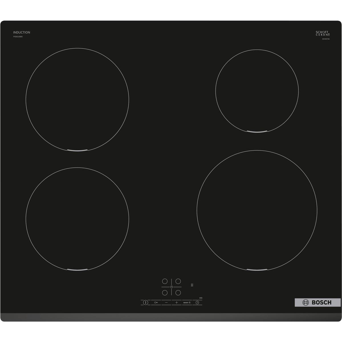 Refurbished Bosch Serie 4 PIE631BB5E 60cm 4 Zone Induction Hob with QuickStart