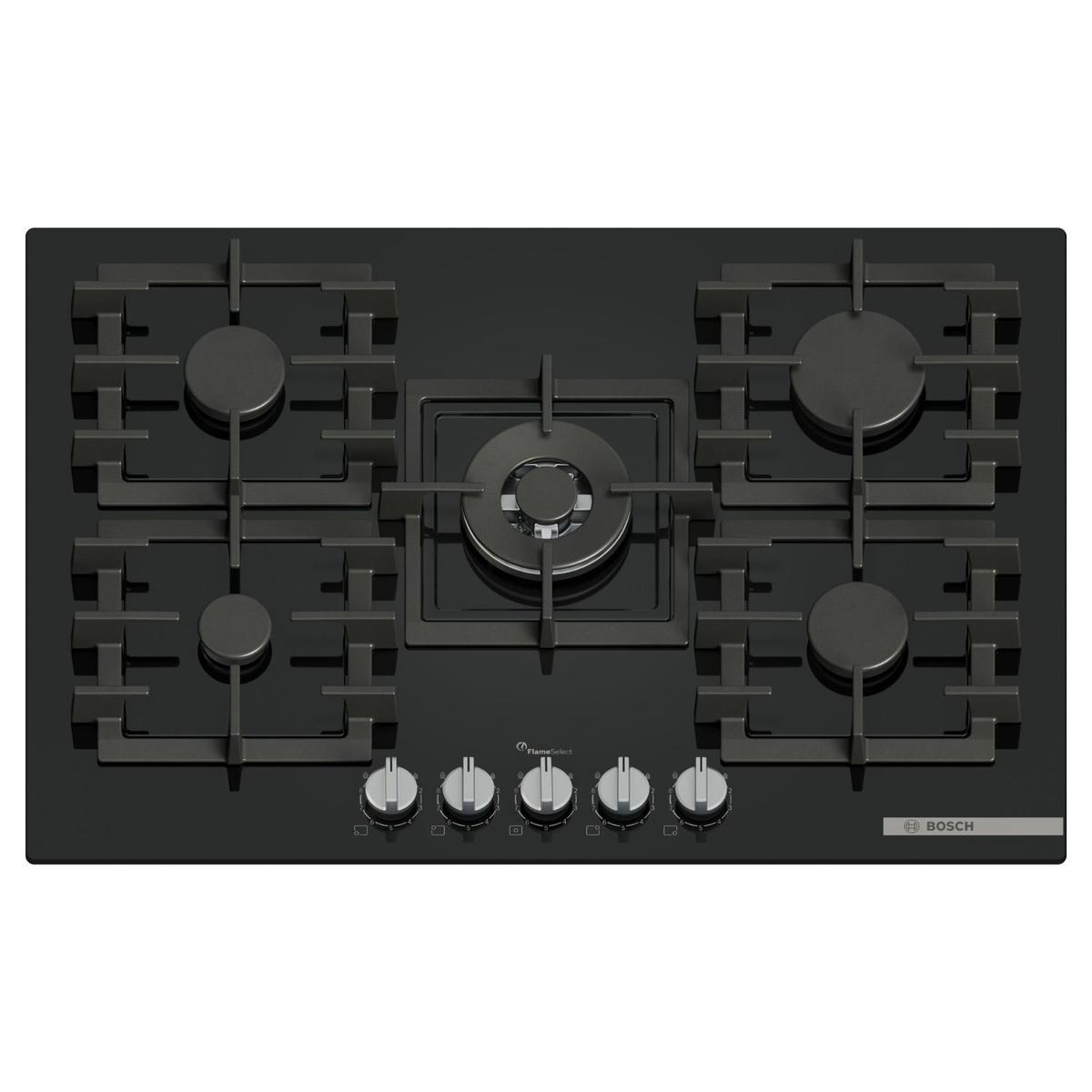 Bosch Series 6 75cm 5 Burner Gas Hob - Black Glass