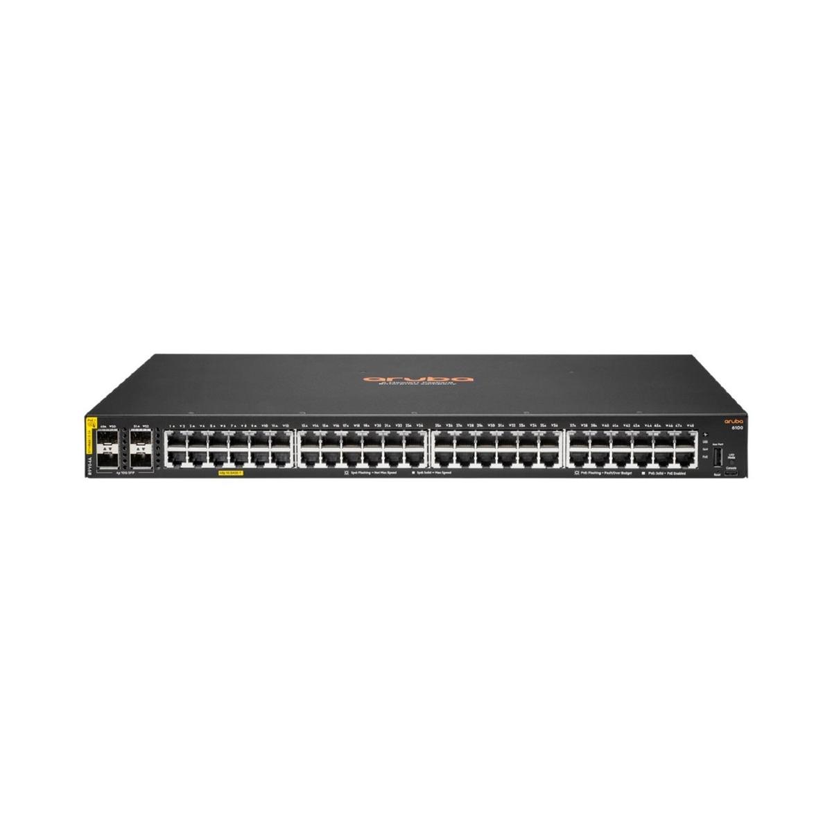 HPE Aruba Networking C-Port 6100 48G 48-Port Class4 PoE+ with SFP+ L3 Managed Rack-mountable Switch 740W