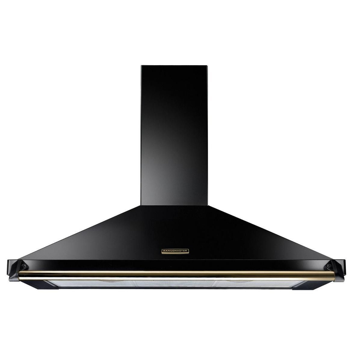 Rangemaster Classic 110cm Chimney Cooker Hood - Black & Brass