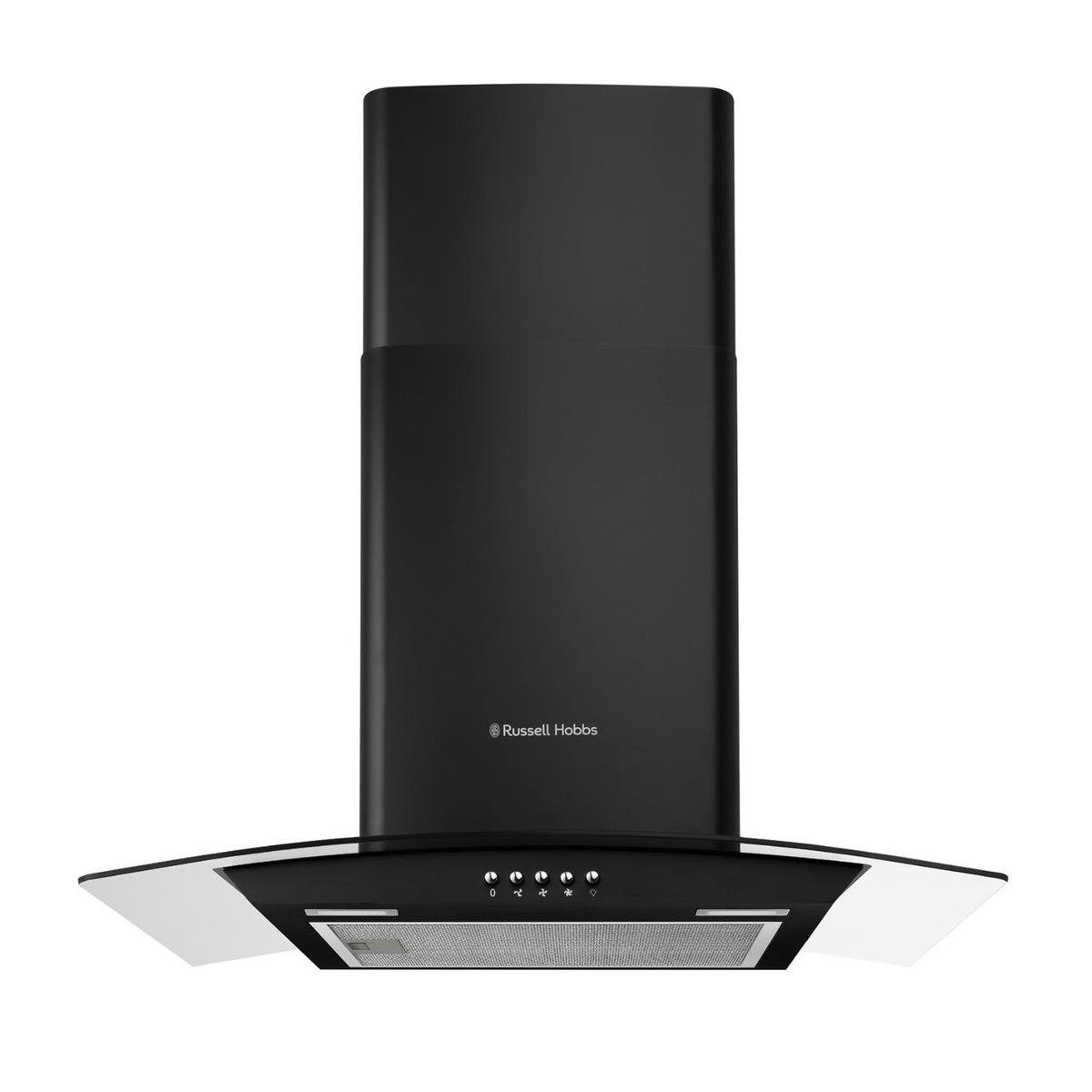 Russell Hobbs 60cm Curved Glass Chimney Cooker Hood - Black