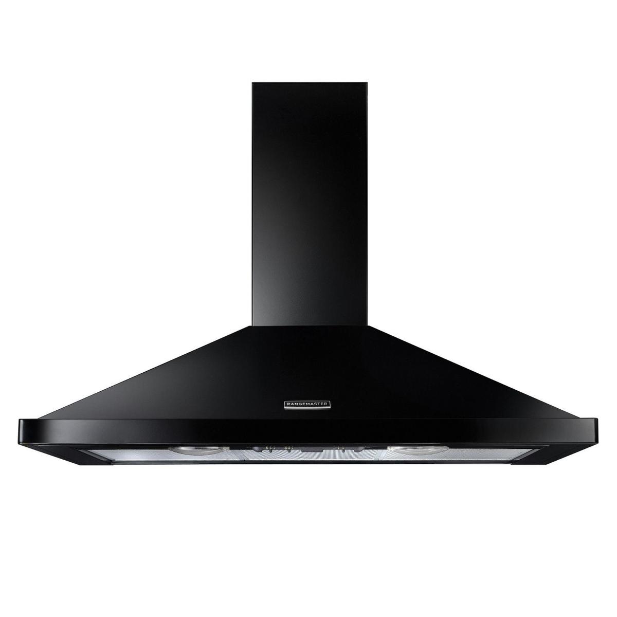 Rangemaster 100cm Chimney Cooker Hood - Black & Chrome