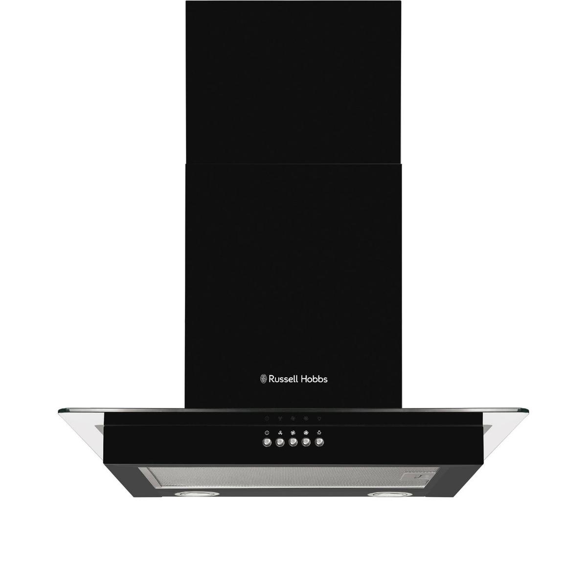Russell Hobbs 60cm Flat Glass Chimney Cooker Hood - Black